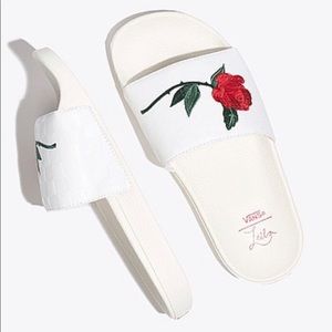 NWOT Vans Leila Hurst Slides w/ Rose Embroidery